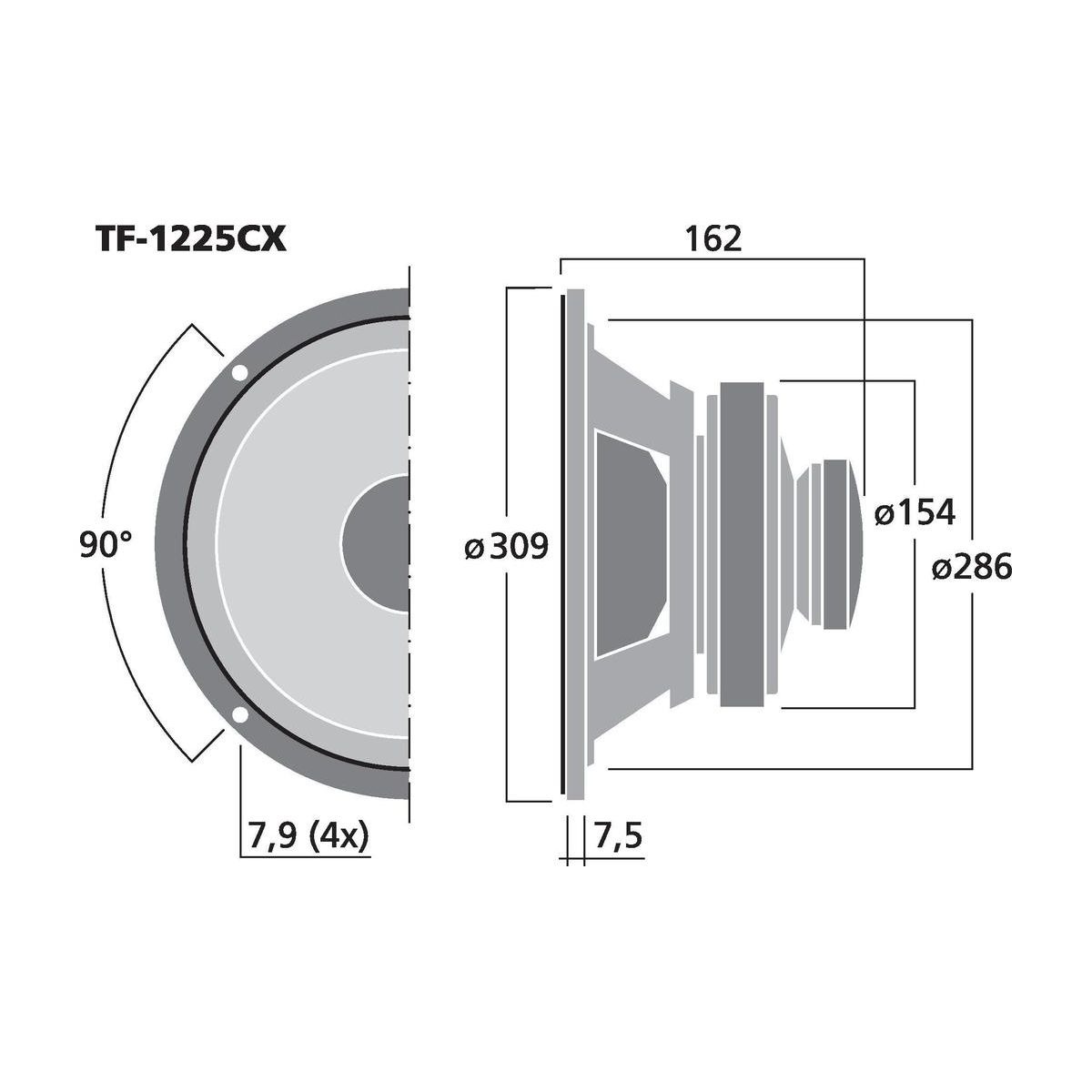 TF-1225CX | 2-way coaxial PA speaker, 250 W, 8 Ω-6281